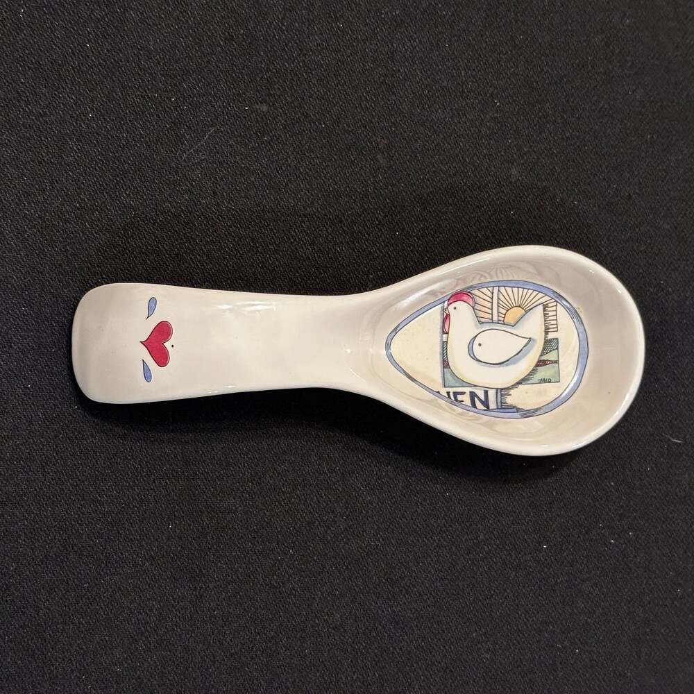 Vintage Hen Spoon Rest Susan Winget Certified International Cottage Core